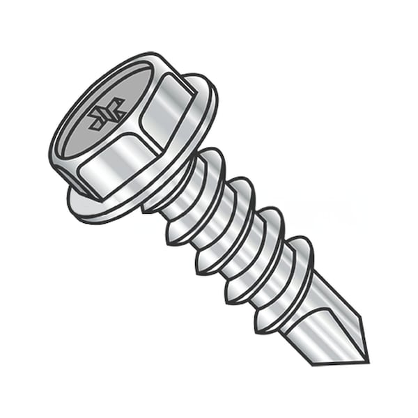Usa Industrials Self-Drilling Screw, #6-20 x 3/8 in, Plain 18-8 Stainless Steel Flange Hex Head External Hex Drive BULK-SCRW-10746 - main